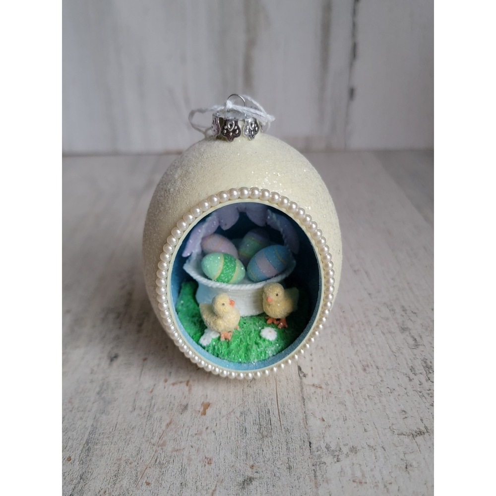 Mr Christmas egg chick light up glitter scenic ornament spring Easter decor